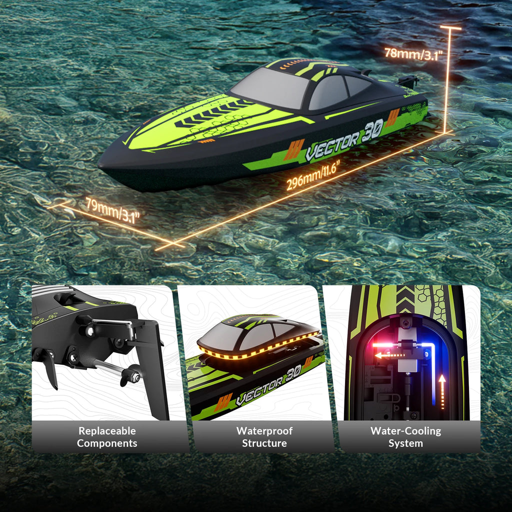 VOLANTEXRC RC Boat 30+MPH AtomicXS High Speed RC Boat With Reverse Function Low Battery & Over Range Alarm Toys Gifts