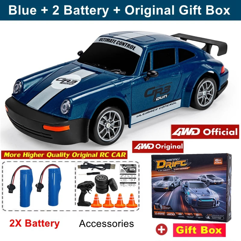 4WD Remote Control Drift Car Full Size 1:24 Mini Remote Control Racing Car Model 2.4G Radio High Speed 4X4 RC Car Vehicle Toy