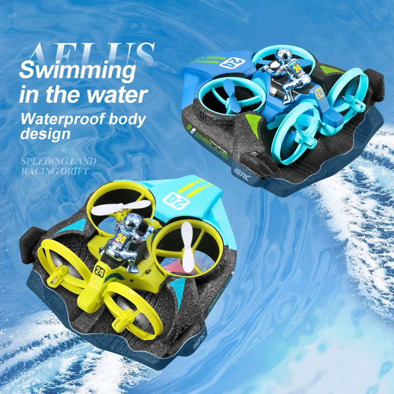 4DRC Mini RC Drone Altitude Hold Headless Mode 3 in 1 Sea Land Air Flight 2.4G Remote Control Quadcopter Boat RC Helicopter Toys