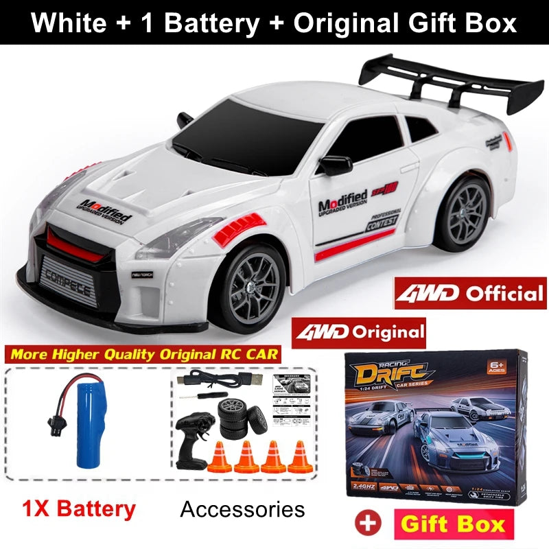 4WD Remote Control Drift Car Full Size 1:24 Mini Remote Control Racing Car Model 2.4G Radio High Speed 4X4 RC Car Vehicle Toy