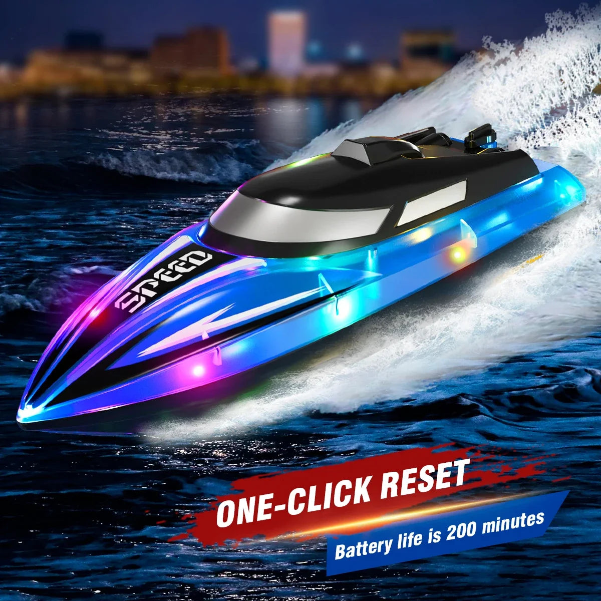 2.4G RC Boats Remote Control Speedboat Water Toy Electric Yacht Boat Double Propeller High Speed RC Ship Children Toys Xmas Gift