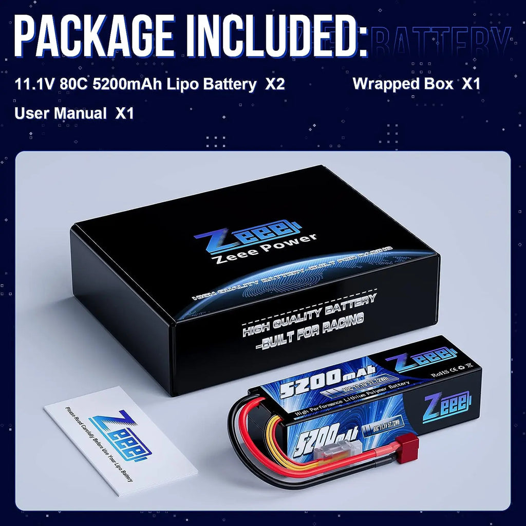 1/2pcs Zeee 3S 5200mAh Lipo Battery 11.1V 80C with T/XT60/EC3/5 Plug Hardcase for RC Car Buggy Truck FPV Drone RC Model Parts