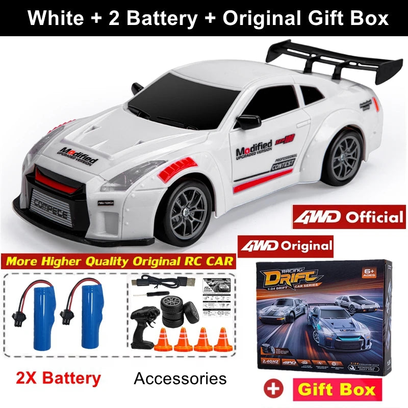 4WD Remote Control Drift Car Full Size 1:24 Mini Remote Control Racing Car Model 2.4G Radio High Speed 4X4 RC Car Vehicle Toy