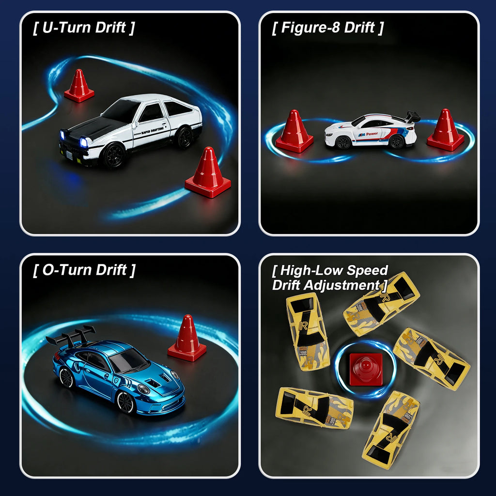 1/64 High Speed Drift RC Car with Light 2.4G 4WD Remote Control Car Desktop Mini Racing Cars Full Proportion Cars Model Gifts