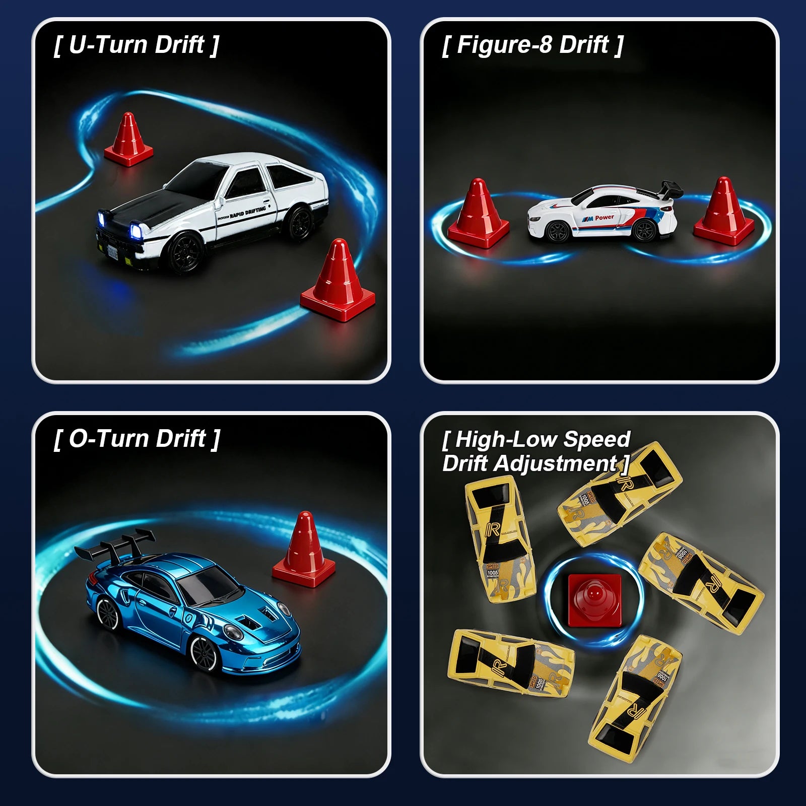 1/64 High Speed Drift RC Car with Light 2.4G 4WD Remote Control Car Desktop Mini Racing Cars Full Proportion Cars Model Gifts
