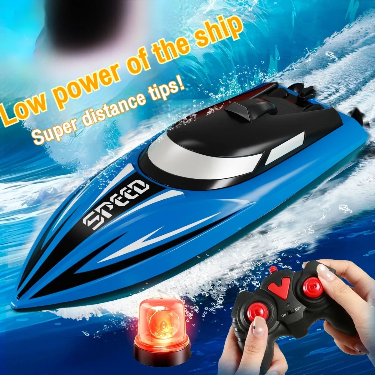 Rc Boat with Colorful Led Light Electric High-Speed Toy Waterproof Racing Remote Control Speedboat Competitive Toy Boy Kids Gift