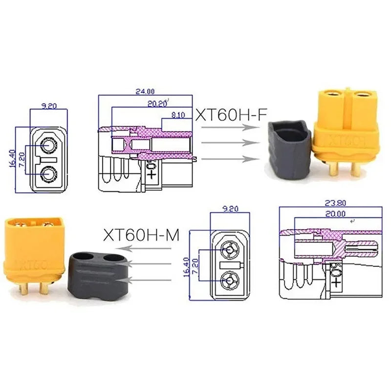 10 X Amass XT30 XT30U XT60 XT60H UH60 XT90 Bullet Connectors Plug For RC Quadcopter FPV Racing Drone Lipo Battery