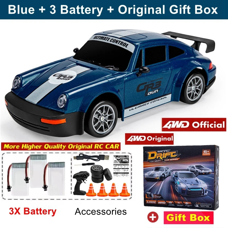 4WD Remote Control Drift Car Full Size 1:24 Mini Remote Control Racing Car Model 2.4G Radio High Speed 4X4 RC Car Vehicle Toy