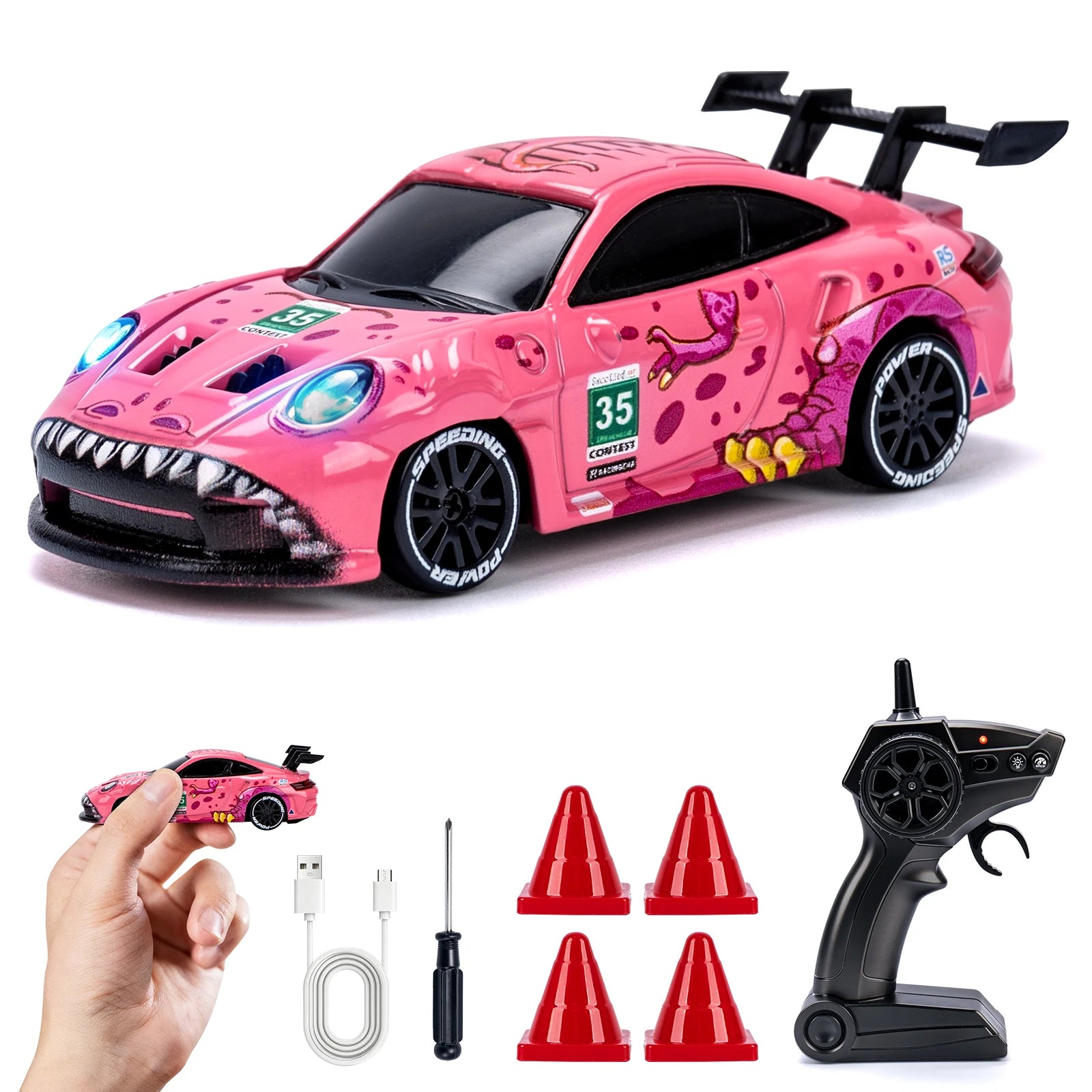 1/64 High Speed Drift RC Car with Light 2.4G 4WD Remote Control Car Desktop Mini Racing Cars Full Proportion Cars Model Gifts