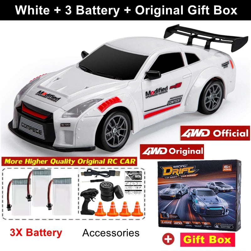 4WD Remote Control Drift Car Full Size 1:24 Mini Remote Control Racing Car Model 2.4G Radio High Speed 4X4 RC Car Vehicle Toy