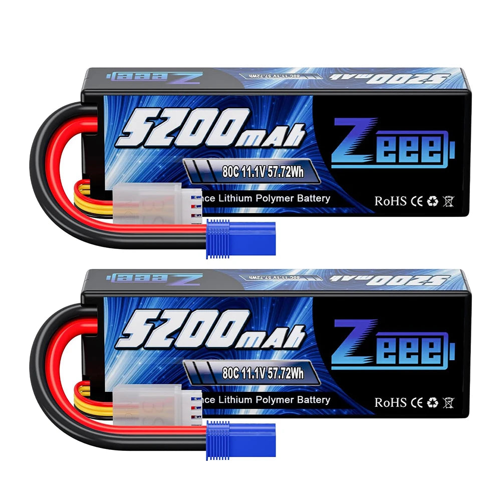 1/2pcs Zeee 3S 5200mAh Lipo Battery 11.1V 80C with T/XT60/EC3/5 Plug Hardcase for RC Car Buggy Truck FPV Drone RC Model Parts