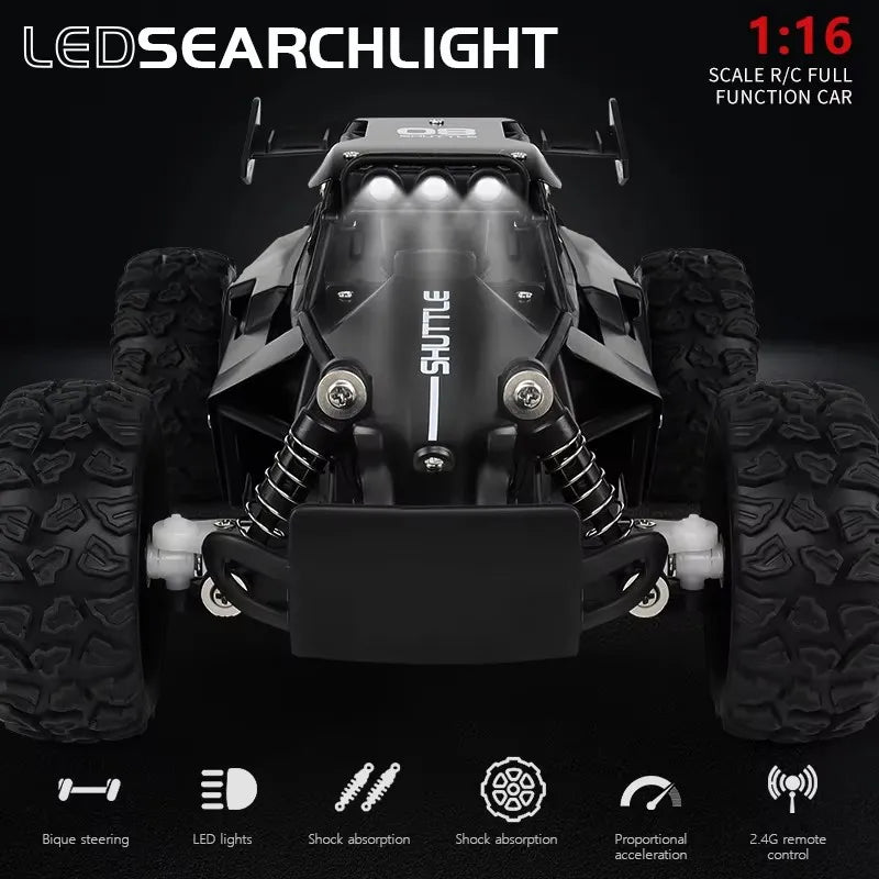 Oike RC Car 1:16 Model With LED Lights Radio Off-road Remote Control Climbing Vehicle Outdoor Cars Drift Race Toys Boys Gifts