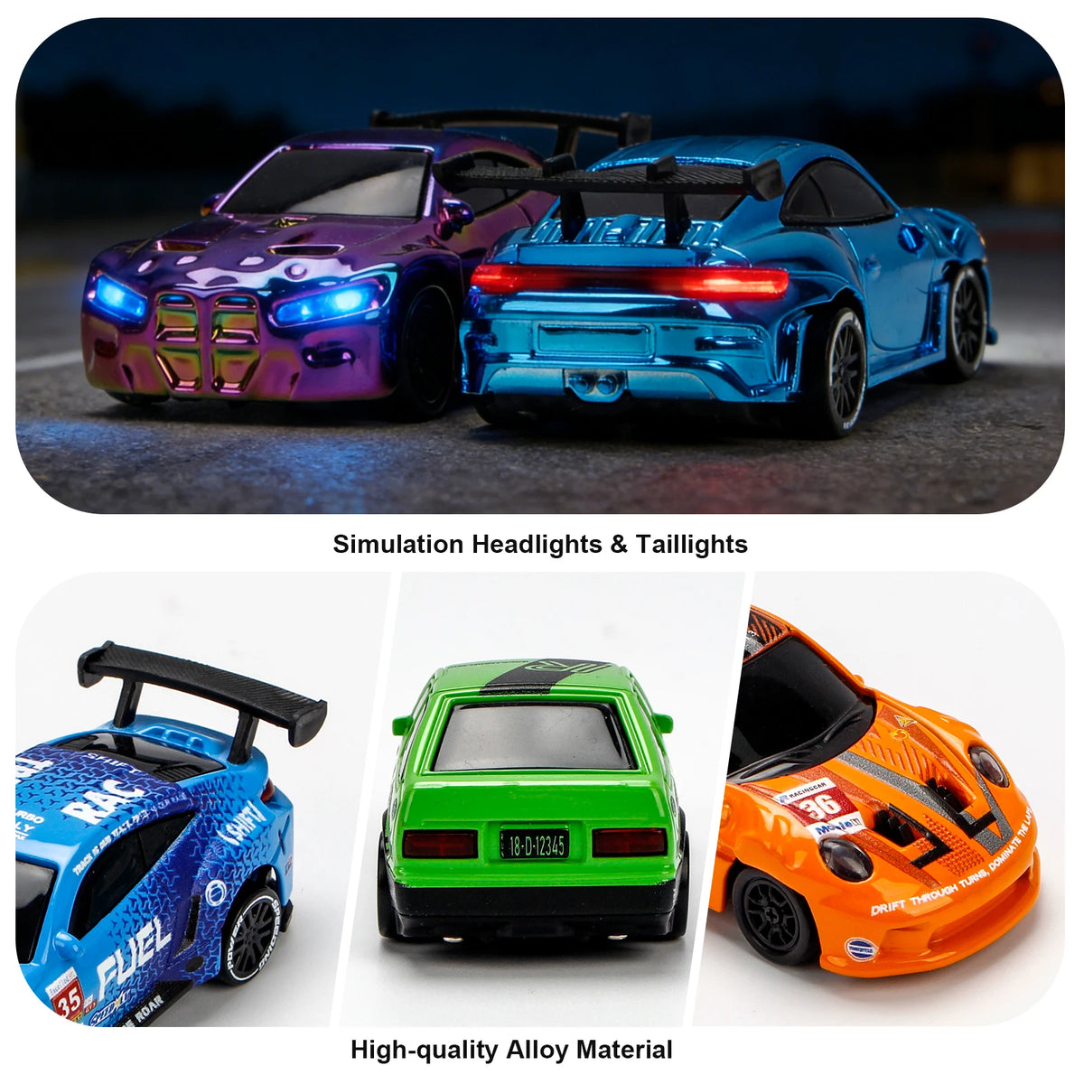 1/64 High Speed Drift RC Car with Light 2.4G 4WD Remote Control Car Desktop Mini Racing Cars Full Proportion Cars Model Gifts