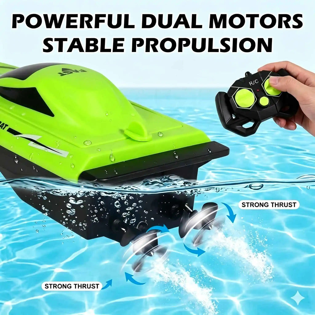 2 Pack Remote Control Boat 2.4GHz Dual Motor RC Speedboat Waterproof Racing for Pool Lake Kids Boys Girls Age 6+ Orange Green